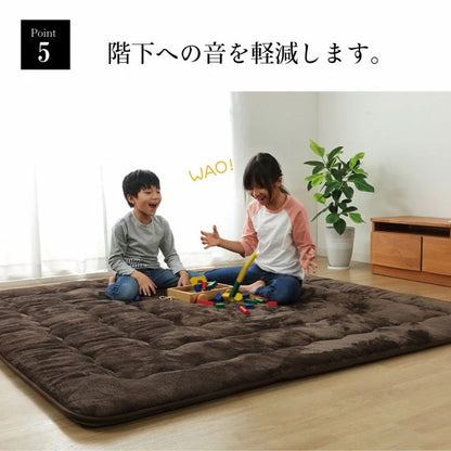 極厚ラグ 190×190cm 撥水 6層フランネル 保温 アルミシート内蔵 厚手 床暖房対応 冬 暖か