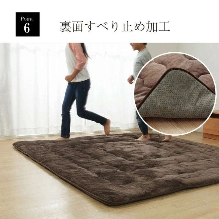 極厚ラグ 190×240cm 撥水 6層フランネル 保温 アルミシート内蔵 厚手 床暖房対応 冬 暖か