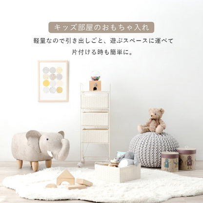 ランドリーラック 4段 幅30cm スリム キャスター付き ラタン調 スチールフレーム 洗濯収納
