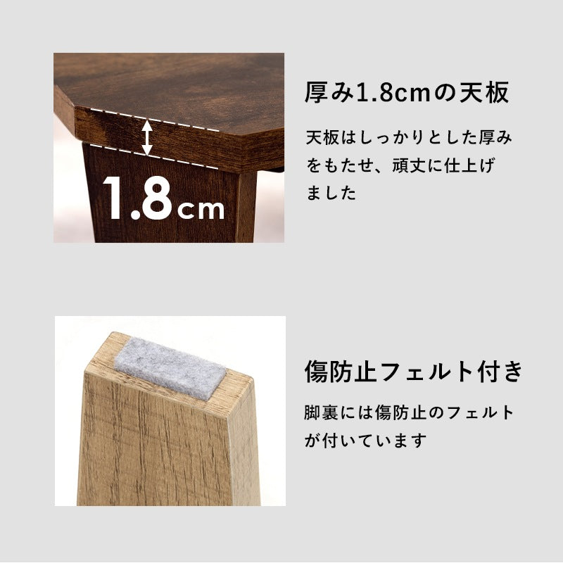 ローテーブル 折れ脚 幅120cm ストーン柄 古木調 折りたたみ コンパクト収納 組立不要