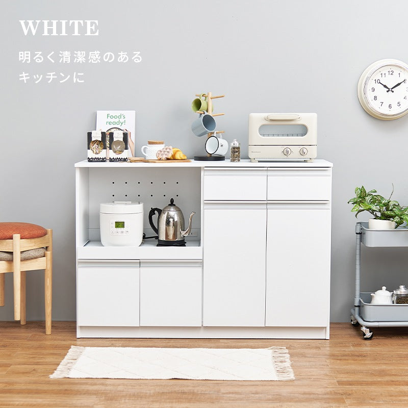 キッチンカウンター 幅118cm 大容量 キッチン家電収納 レンジ台 フラットデザイン 食器棚 収納