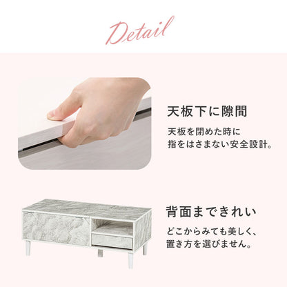 コスメテーブル 大判ミラー 幅95cm ロータイプ 収納多数 ドレッサー 化粧台 ローテーブル兼用