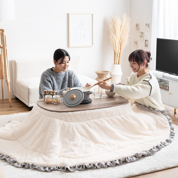 こたつテーブル 楕円形 90×60cm 薄型ヒーター オールシーズン 一人用 シンプル コンパクト