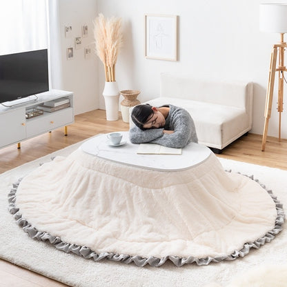 こたつテーブル 楕円形 90×60cm 薄型ヒーター オールシーズン 一人用 シンプル コンパクト