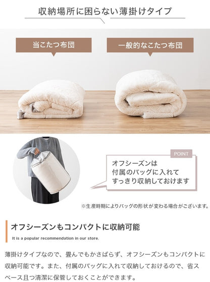 こたつ布団 楕円形 190×220cm フリル付き リバーシブルファー フランネル 薄掛け おしゃれ