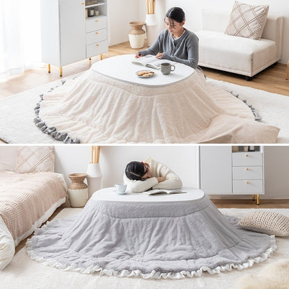 こたつセット 2点 楕円形 90×60cm リバーシブル掛け布団 薄型ヒーター オールシーズン 一人用
