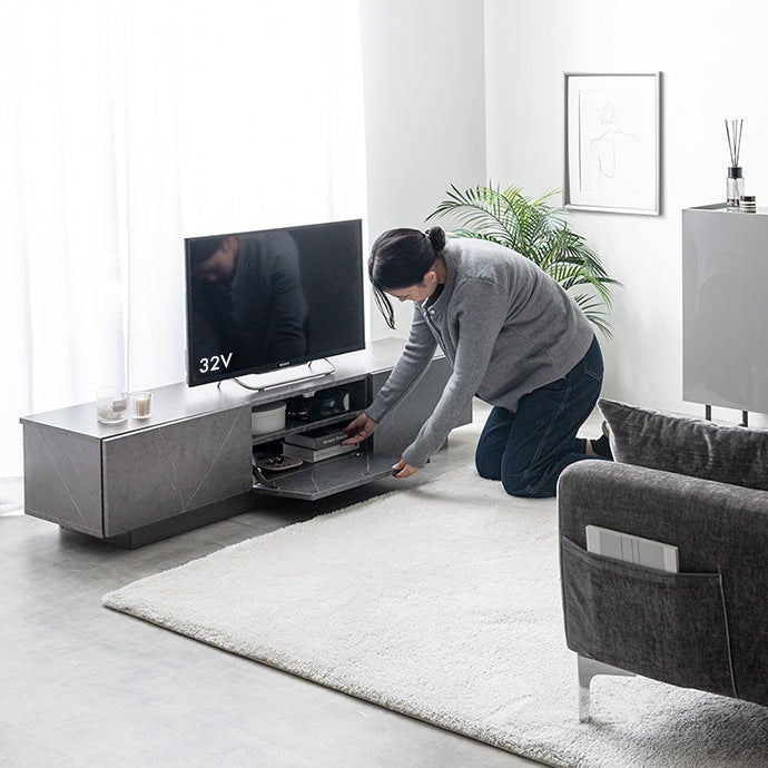 テレビ台 ローボード 幅150cm ストーン柄 フラットデザイン 引き出し多数 ノイズレス シンプルモダン