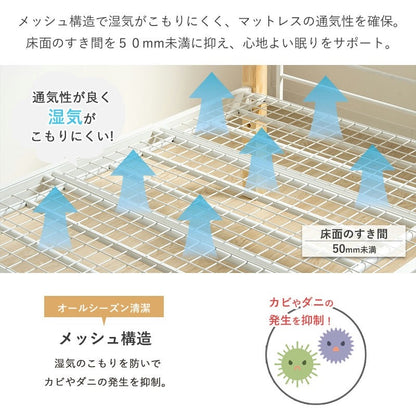 2段ベッド 3way キングベッド ツインベッド兼用 耐荷重250kg サイドガード付き 宮棚 コンセント付き