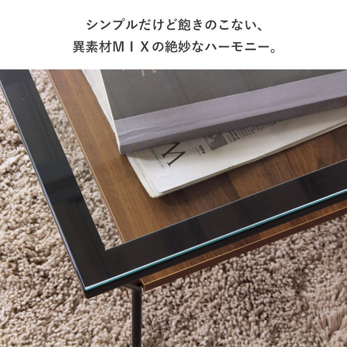ローテーブル ガラス天板 80×50cm 強化ガラス 収納棚付き センターテーブル アジャスター おしゃれ