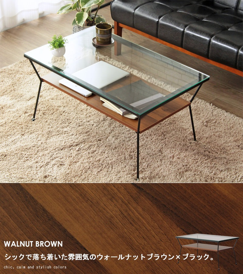 ローテーブル ガラス天板 80×50cm 強化ガラス 収納棚付き センターテーブル アジャスター おしゃれ