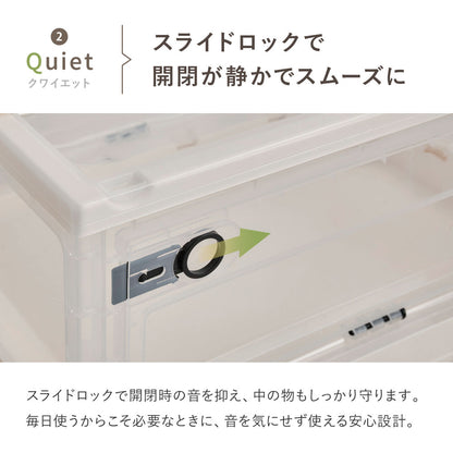 収納ボックス 折りたたみ 5個セット Sサイズ 3面オープン 積み重ね ロック付き クリア スモーク