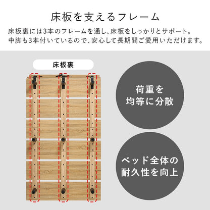 セミダブルベッド マットレス付き コンセント付き 木目調 スチール 高耐久 ボンネルコイル 一人暮らし 新生活