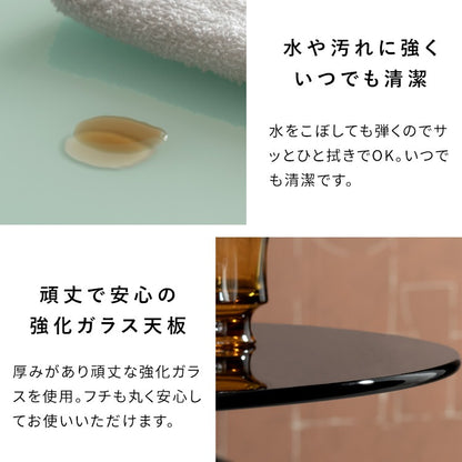 ダイニングテーブル 直径80cm カフェテーブル 強化ガラス スチール脚 スタイリッシュ 砂時計シルエット