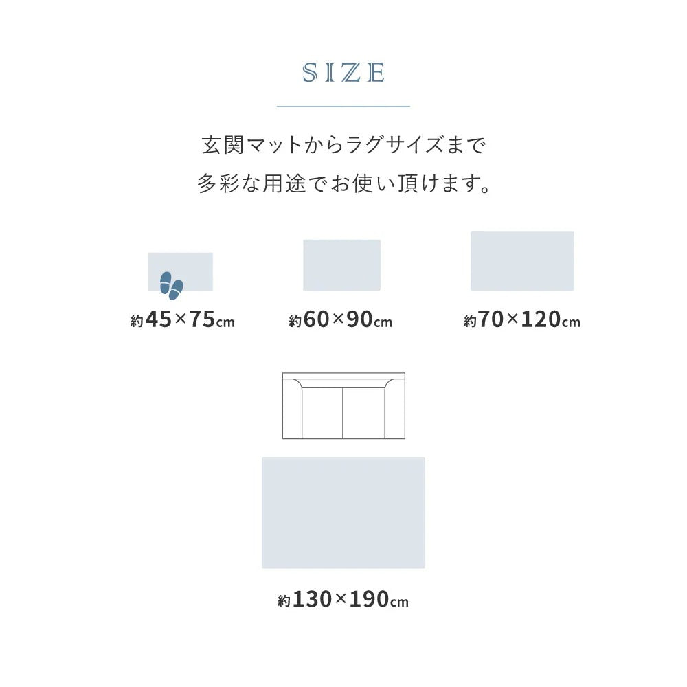 玄関マット 60×90cm シェニール インド製 ジャガード織 くすみカラー おしゃれ 滑り止め