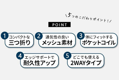 マットレス スモールセミシングル 三つ折り ポケットコイル 高反発 厚さ10cm 折りたたみ 収納