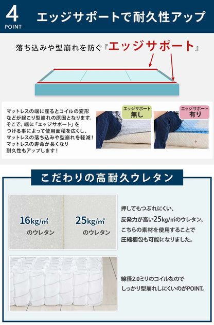 マットレス シングル 三つ折り ポケットコイル 高反発 厚さ10cm 折りたたみ 収納 一人暮らし