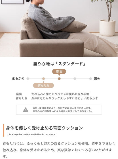 ローソファー 2.5人掛け 幅166cm クッション2個付き ファブリック フロアソファ 子供安心 リビング