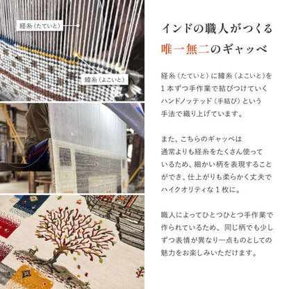 ラグマット 140×200cm 天然ウール ハンドメイド インド製 床暖房対応 ホットカーペット 手織り