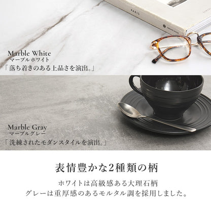 センターテーブル 90×90cm ローテーブル 石目調 引き出し2杯 撥水 収納 スタイリッシュ リビング