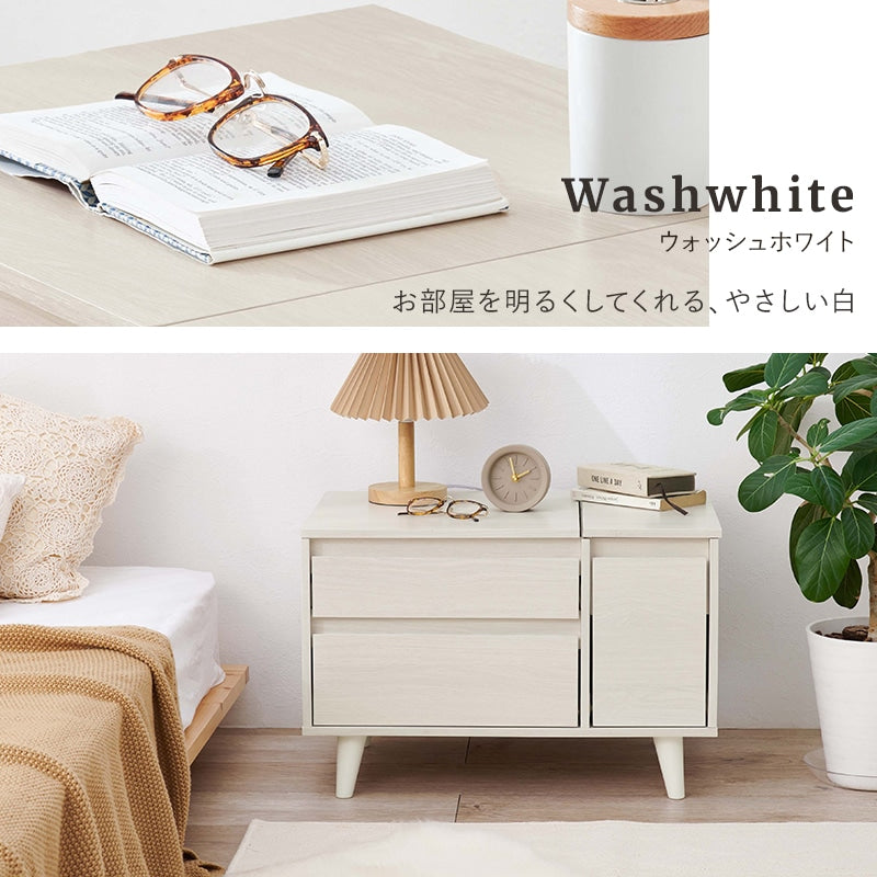 2wayドレッサー／サイドテーブル 幅60cm コンパクト ロードレッサー 収納 ベッドサイドテーブル 大判ミラー
