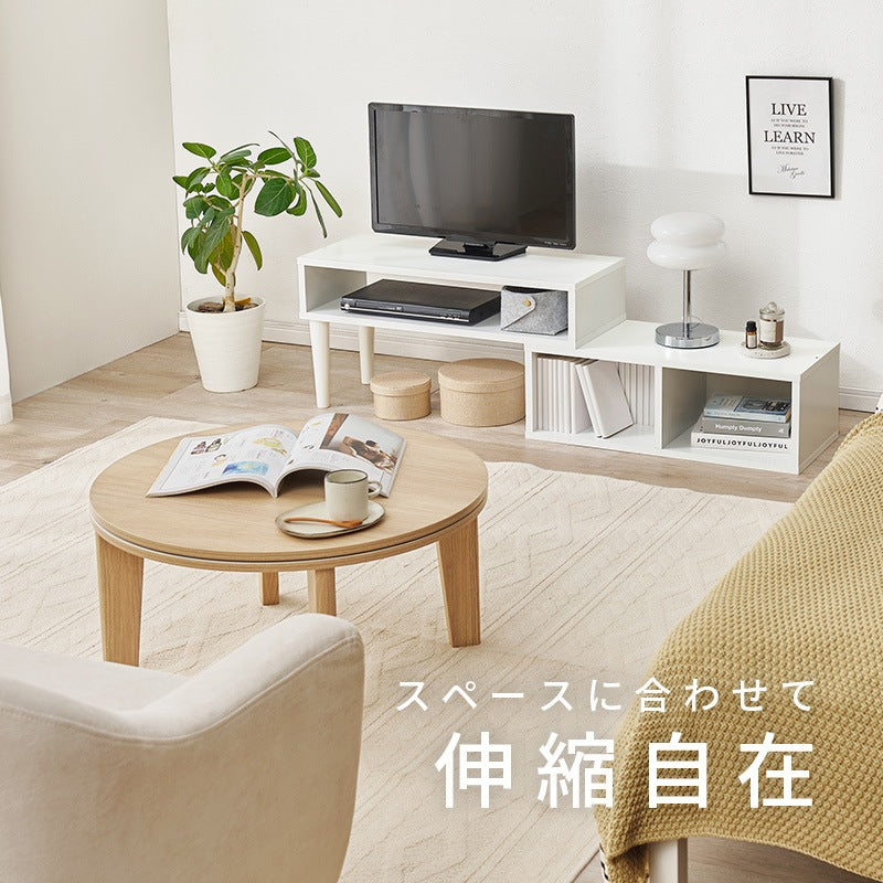伸縮テレビ台 幅75-135cm ローボード L字／コーナー／斜め ディスプレイ収納 サイドボード
