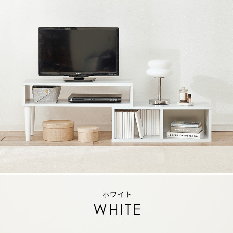 伸縮テレビ台 幅75-135cm ローボード L字／コーナー／斜め ディスプレイ収納 サイドボード