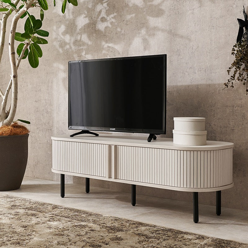 テレビ台 ローボード 楕円形 幅119cm 和モダン ガタつき調整 おしゃれ 曲線デザイン 収納