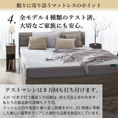 シングルベッド + マットレスセット S 棚 コンセント 収納付き Ever X ベストセラーモデルマットレス