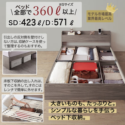 シングルベッド + マットレスセット 棚コンセント 収納付き Ever X ヘッドボード 匠モデルマットレス 通気性 シンプル