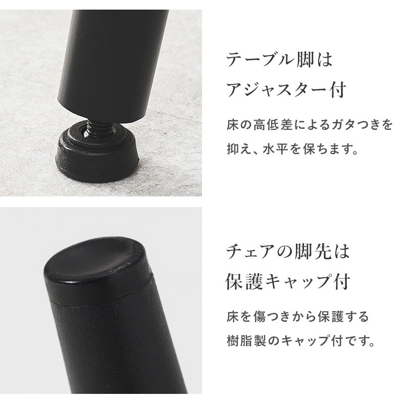 ダイニングセット 3点 円形テーブル チェア2脚 2人用 大理石調 ブラックアイアン脚 モダン おしゃれ