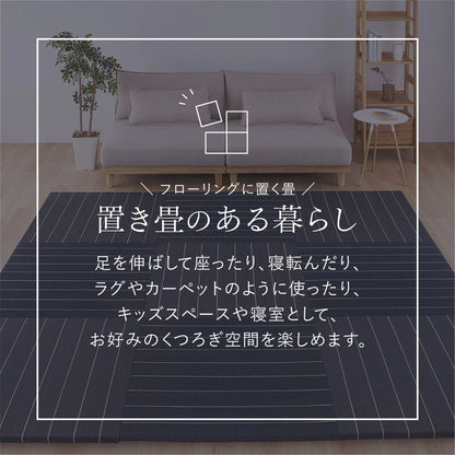 置き畳 ストライプ柄 6枚セット （1枚あたり82×82cm） い草100% キッズスペース 和モダン 断熱 防音 小上がり 抗菌防臭