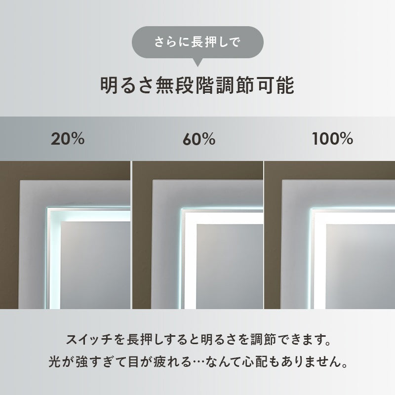 LED 女優2wayドレッサー／デスク + スツールセット 幅80cm コンセント 引き出し ティッシュケース 角度調整ミラー 白
