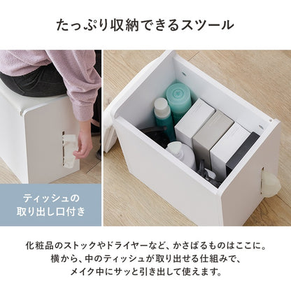 LED 女優2wayドレッサー／デスク + スツールセット 幅50cm コンセント 収納 ティッシュケース 角度調整ミラー 白