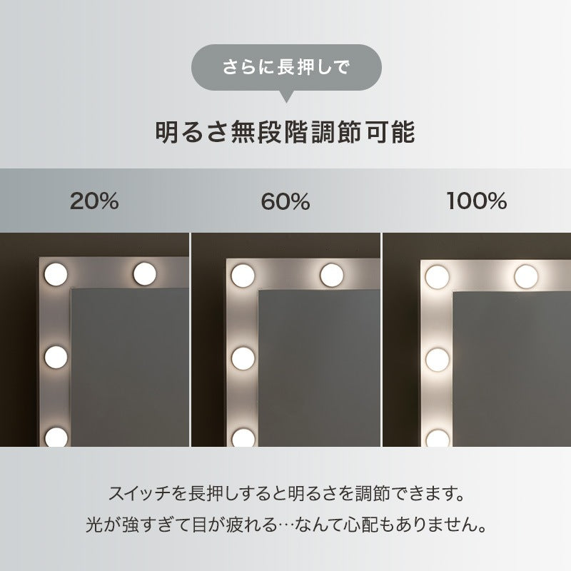 女優ドレッサー LED スツール付き 幅85cm コンセント付き 大容量収納 メイクアップ 化粧台 鏡台