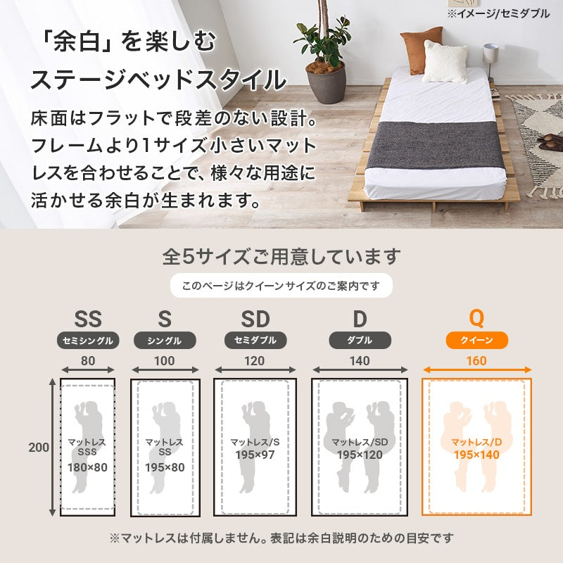 クイーンベッド ローベッド SS×2 分割可能 ステージベッド 角ガード付き 小上がり ファミリーベッド
