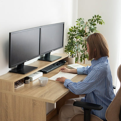 PCデスク 幅120cm モニター台付き 配線整理 在宅勤務 テレワーク ワークデスク 収納付き 学習机