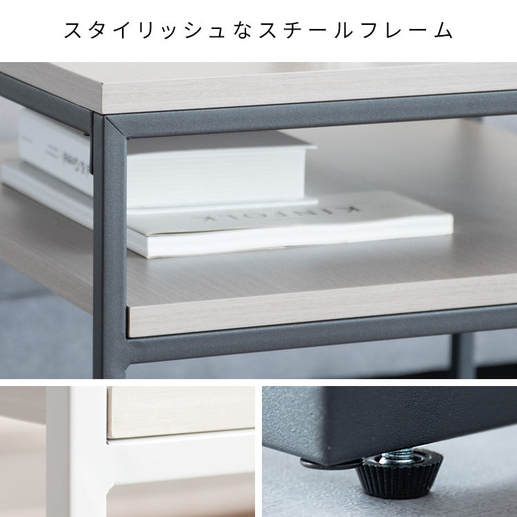 ネストセンターテーブル （ガラステーブル + 棚付きテーブル） テーブルセット ソファーテーブル 高級感 ハイタイプ スタイリッシュ