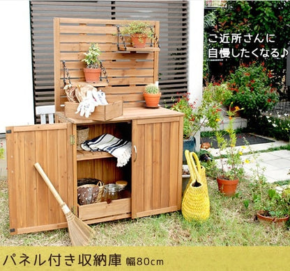 収納庫 幅80cm 大容量 屋外 頑丈 パネル付き ガーデニング 掃除用具 物置