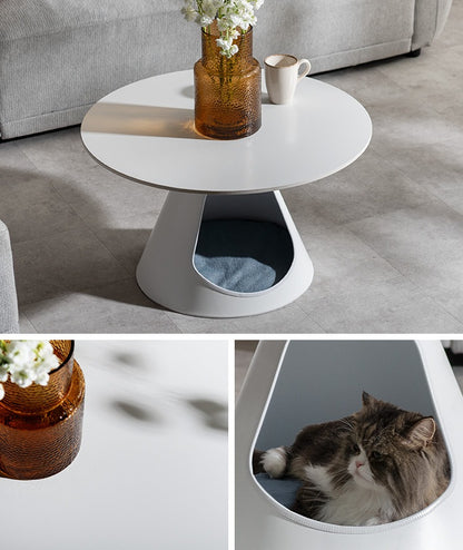 ペットベッド 円形センターテーブル 円錐ペットハウス 机 ローテーブル 犬／猫 ラウンドテーブル 専用クッション付き