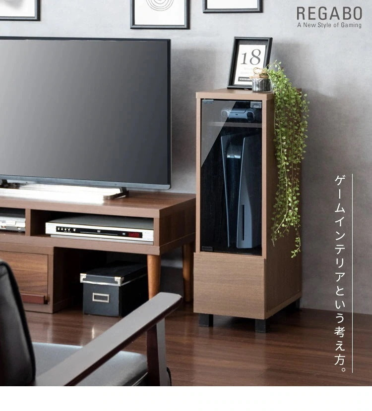 ゲーミングラック 幅26cm ゲーム機 周辺機器 まとめて収納 REGABO GRK-003 ガラス扉 スマート