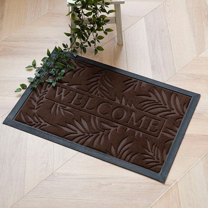 玄関マット 屋外用 40x60cm 外用マット 水洗い可能 リーフ柄