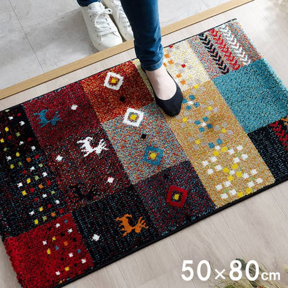 玄関マット 北欧風 50x80cm ギャベ柄 トルコ製 ポリプロピレン 高耐久