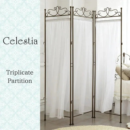 三連パーテーション Celestia レースカーテン 高さ170cm アンティーク
