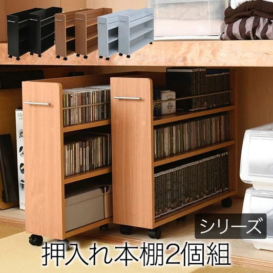 すきま収納 2個セット 押し入れ クローゼット 幅19.5cm 縦スライド 棚