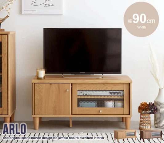 テレビ台 ガラス扉 ローボード 幅90cm 収納 目安40インチまで コンパクト