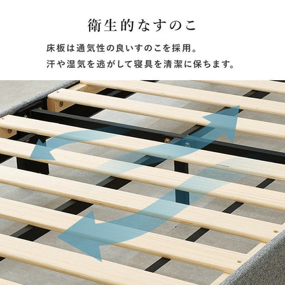 シングルファブリックベッド S ポケットコイルマットレス付き キルティング すのこ 体圧分散マットレス