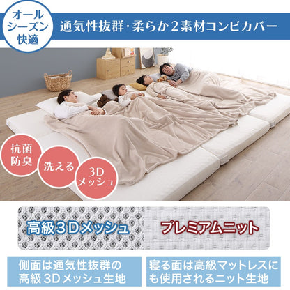 ファミリーマットレス 敷布団 ワイドキング300サイズ（シングルx3） 厚さ8cmタイプ 分割可能 大型マット