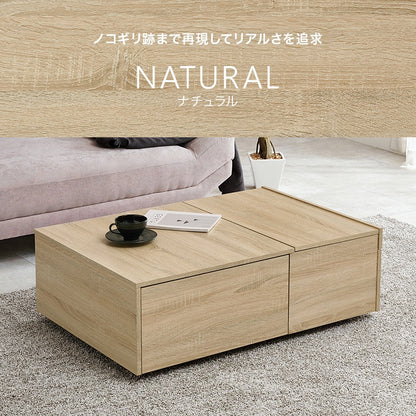 センターテーブル 収納付き ロータイプ 幅98.5×奥行67×高さ34.5cm ローテーブル プリント紙化粧パーティクルボード