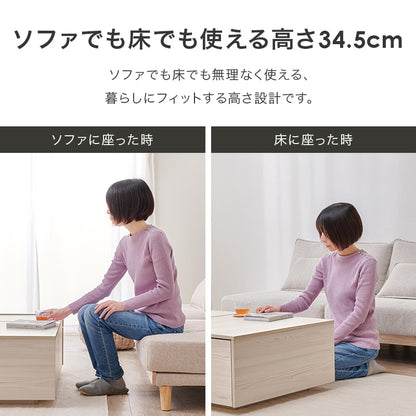 センターテーブル 収納付き ロータイプ 幅98.5×奥行67×高さ34.5cm ローテーブル プリント紙化粧パーティクルボード
