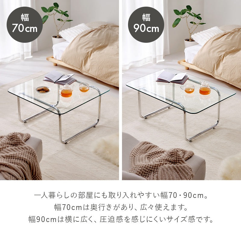 ガラステーブル 120×60cm 強化ガラス 厚さ8mm ローテーブル センターテーブル 安全設計 シルバーメッキ脚